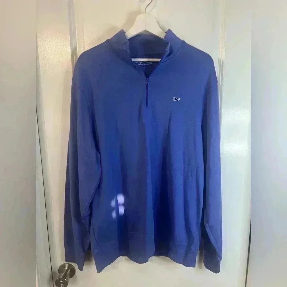 Vineyard Vines Men’s Blue Whale Logo Long Sleeve Performance 1/4 Zip Pullover - Picture 1 of 8